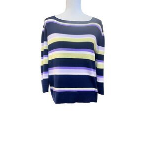 IB Diffusion Striped Knit Sweater   Navy knit sweater with horizontal stripes